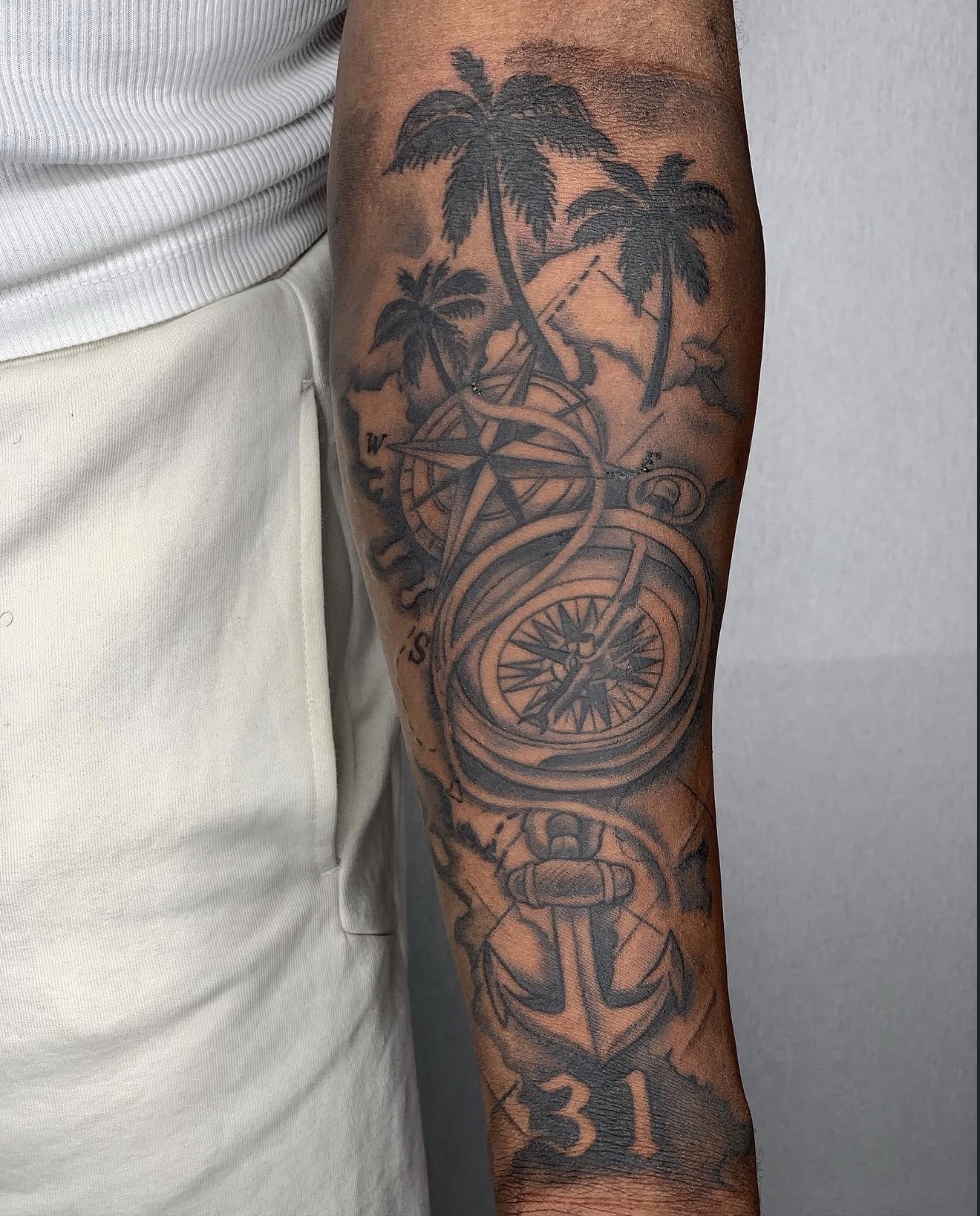 Compass, palms and anchor, forearm